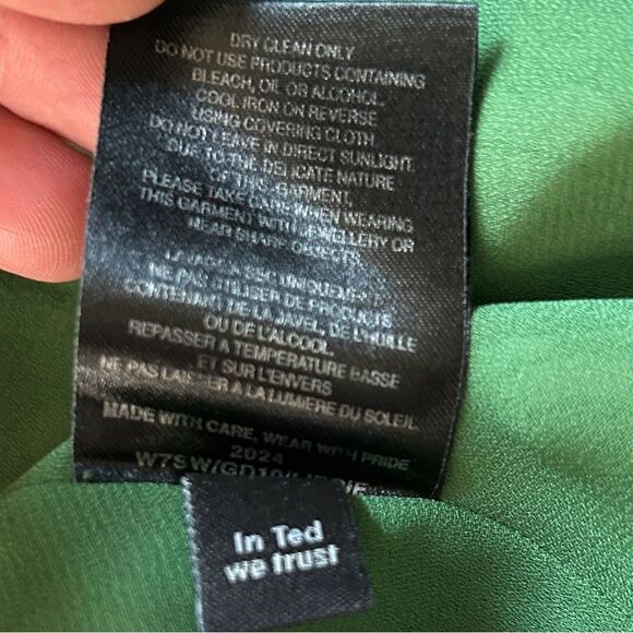 Ted Baker London Green White Floral Babydoll Libbie Silk Slip Dress Size 2 - Picture 7 of 11